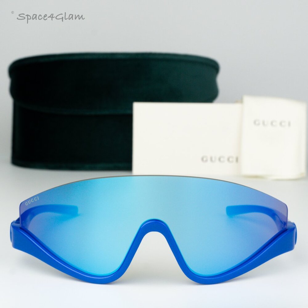 Gucci Men Sunglasses Blue Blue Mirror Shield Mask GG1650S 010 BRAND NEW